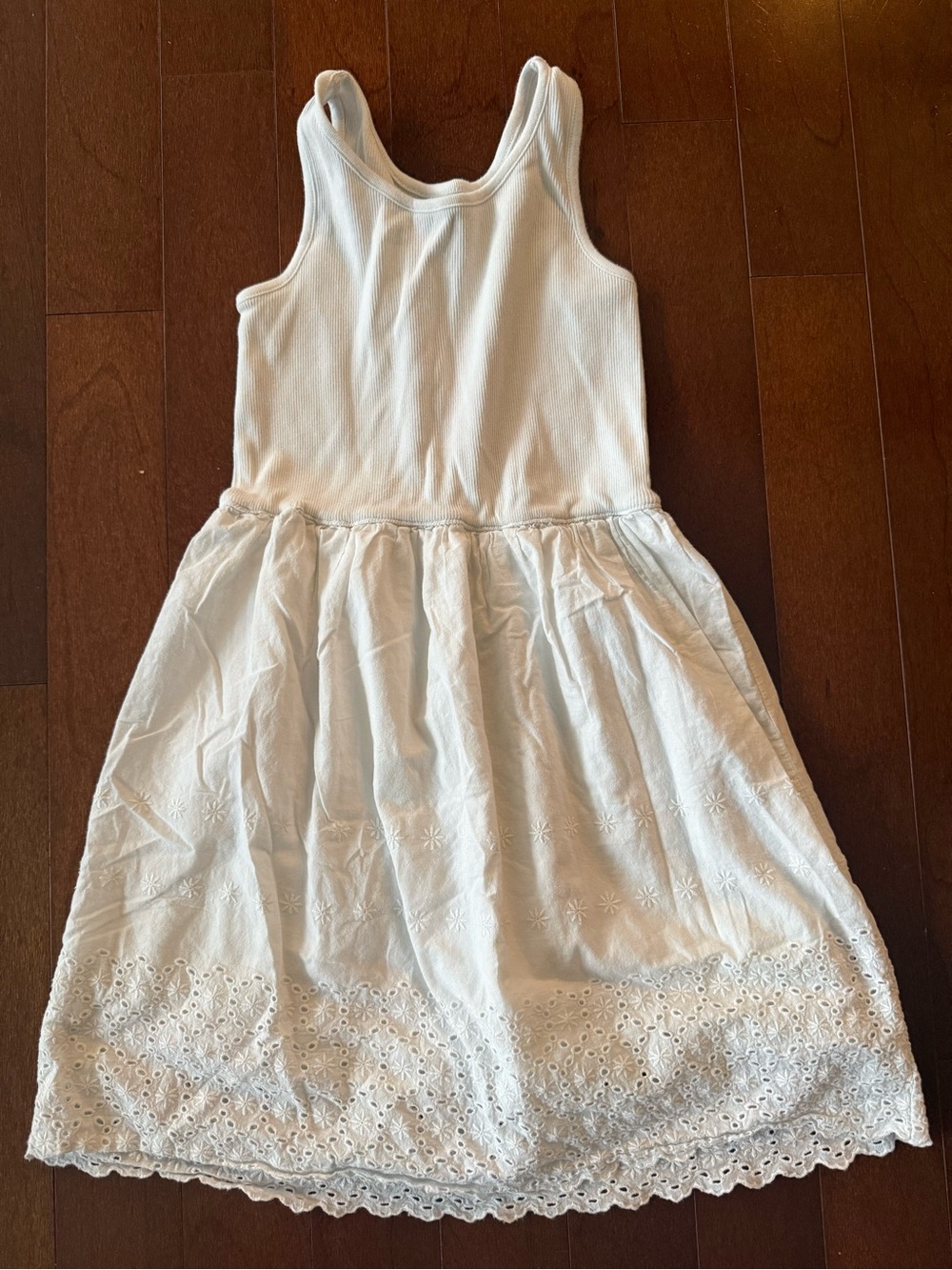GAP White Sleeveless Eyelet Cotton Dress